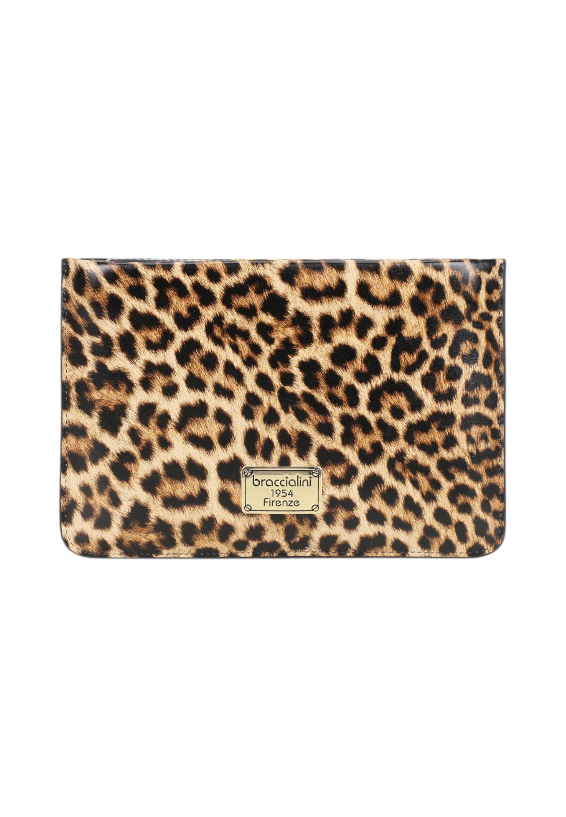 Bustina  Donna Braccialini Piatta Piccola In Pelle Con Stampa Leopard Dolly B19098PP