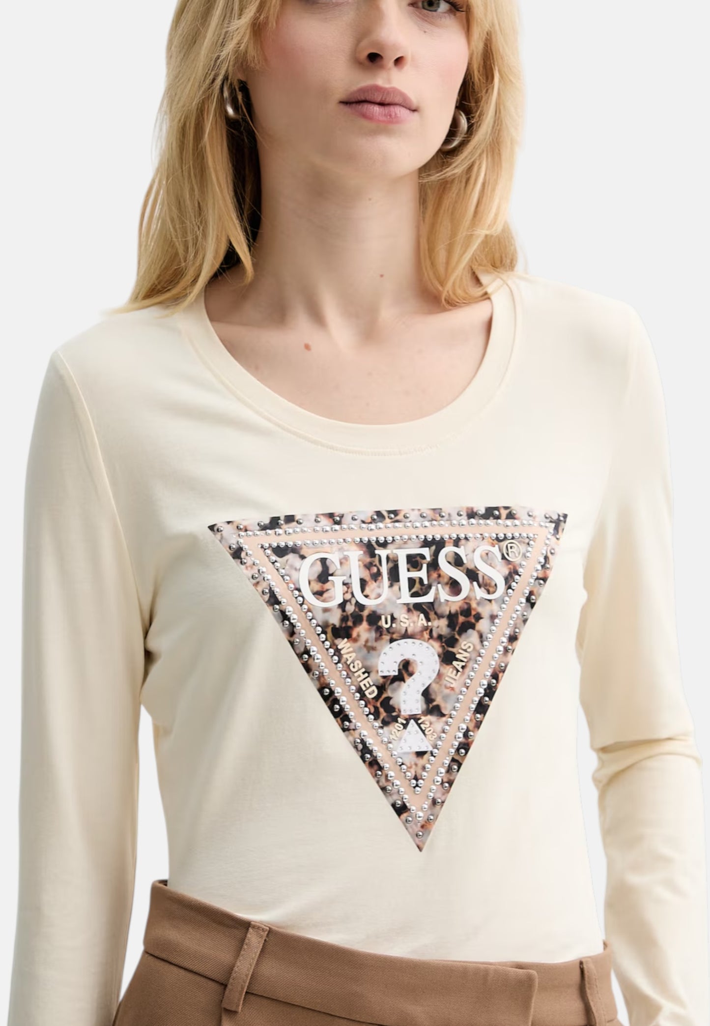 T-Shirt Manica lunga Donna Guess  Leo Triangle W6RI33J1314