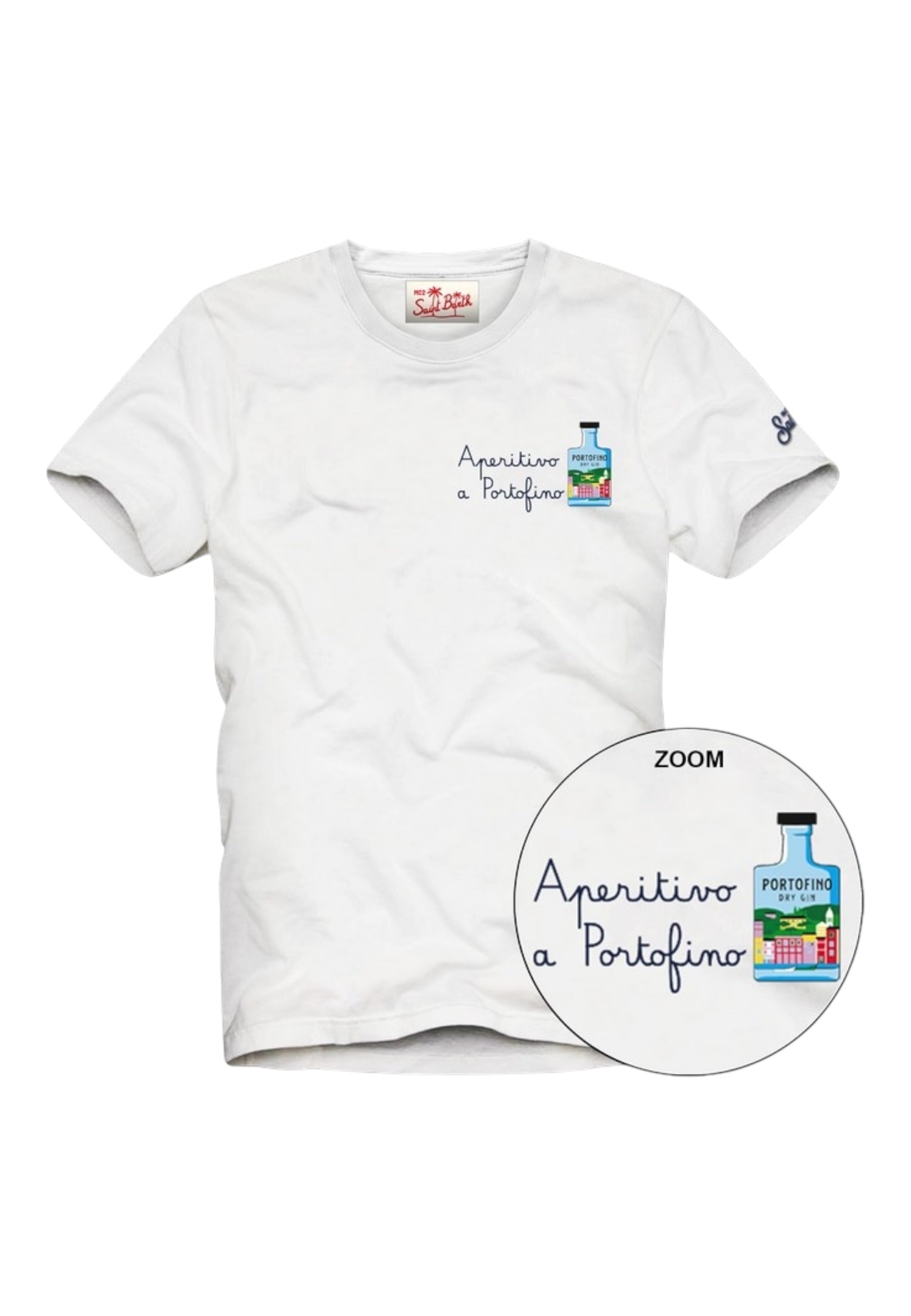 T-Shirt Manica Corta Uomo Mc2 Saint Barth Stampa E/O Ricamo Frontale Portofino Aperitivo Portofino POT0001
