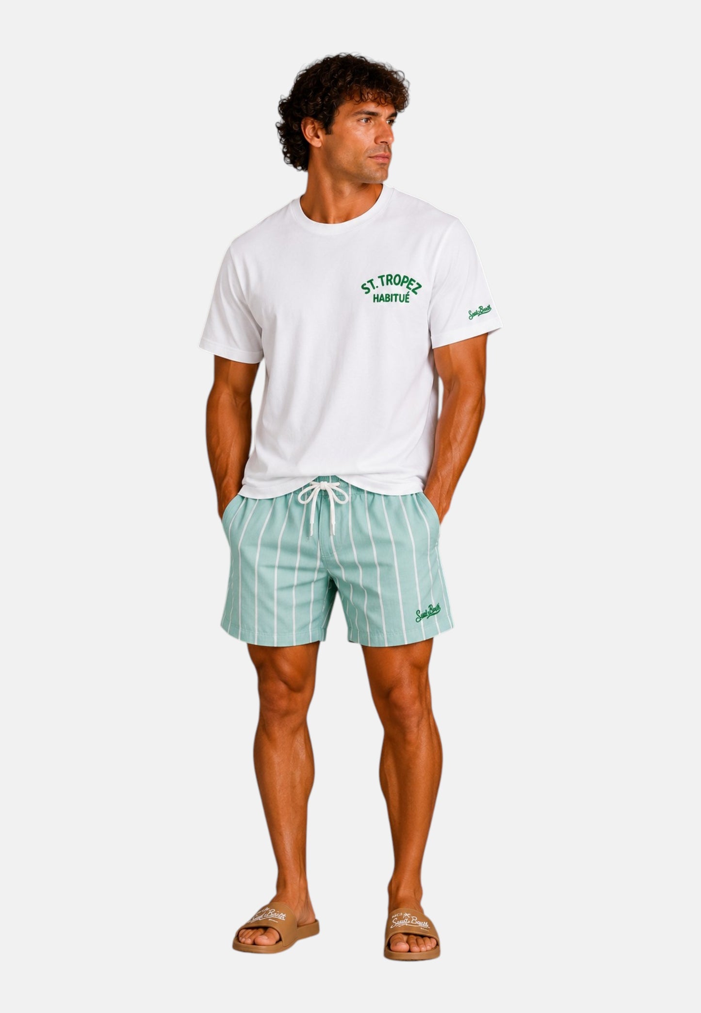 T-Shirt Manica Corta Uomo Mc2 Saint Barth Stampa/Ricamo Fronte E Retro Scrooge St Tropez Portland PRL0002