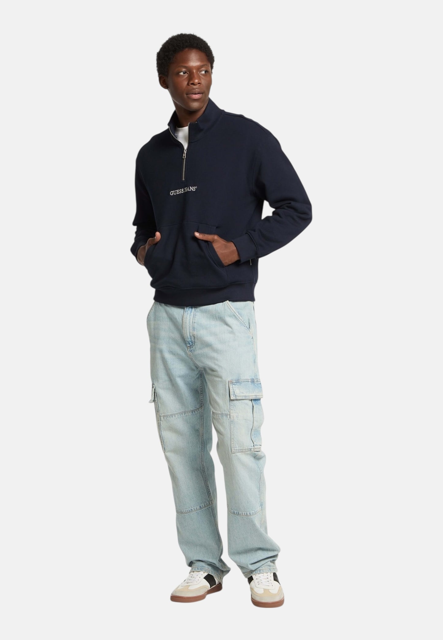Felpa Collo Alto Uomo Guess Con Mezza Zip Gj Embro M5RQ42KCPR1