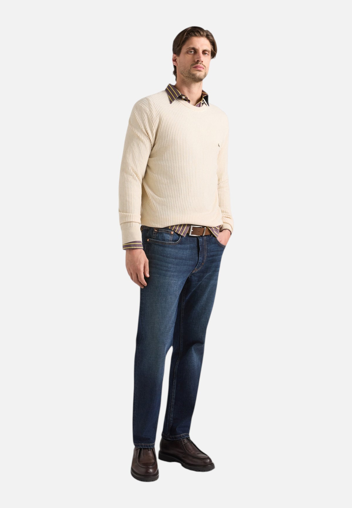 Maglia A Girocollo Uomo Harmont & Blaine Misto cotone e lana, Lavorazione 3D, Regular Fit, Finiture a costine, Logo Harmont & Blaine  HRR959030788
