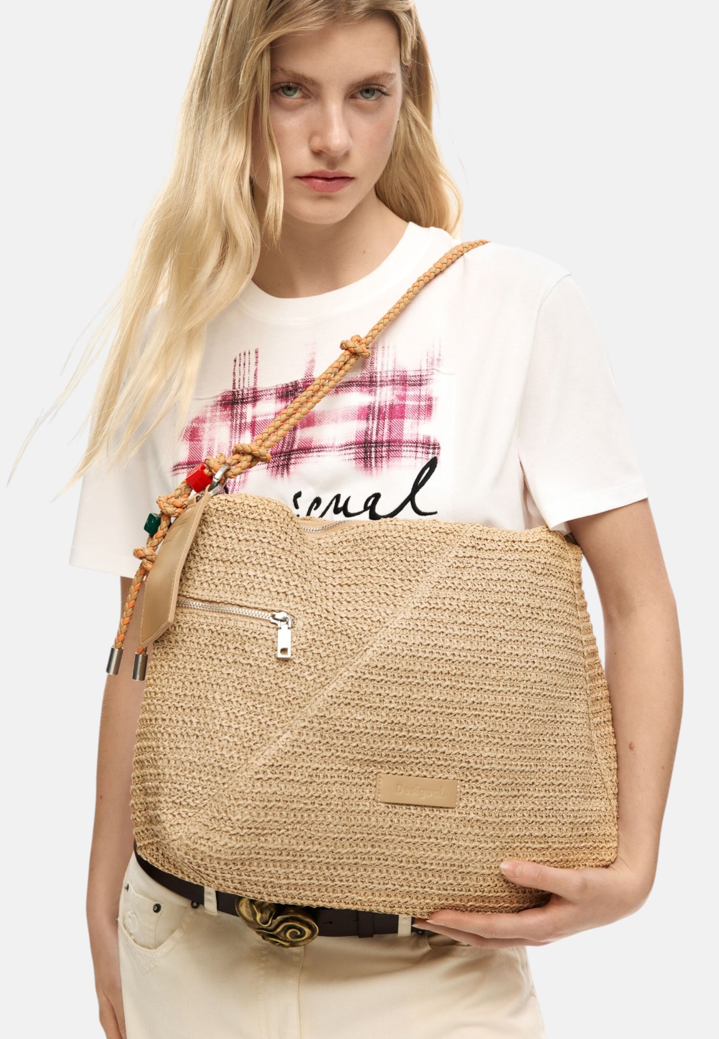 Borsa A Spalla Donna Desigual  Half Logo Raffia Leiria 26SAXO04