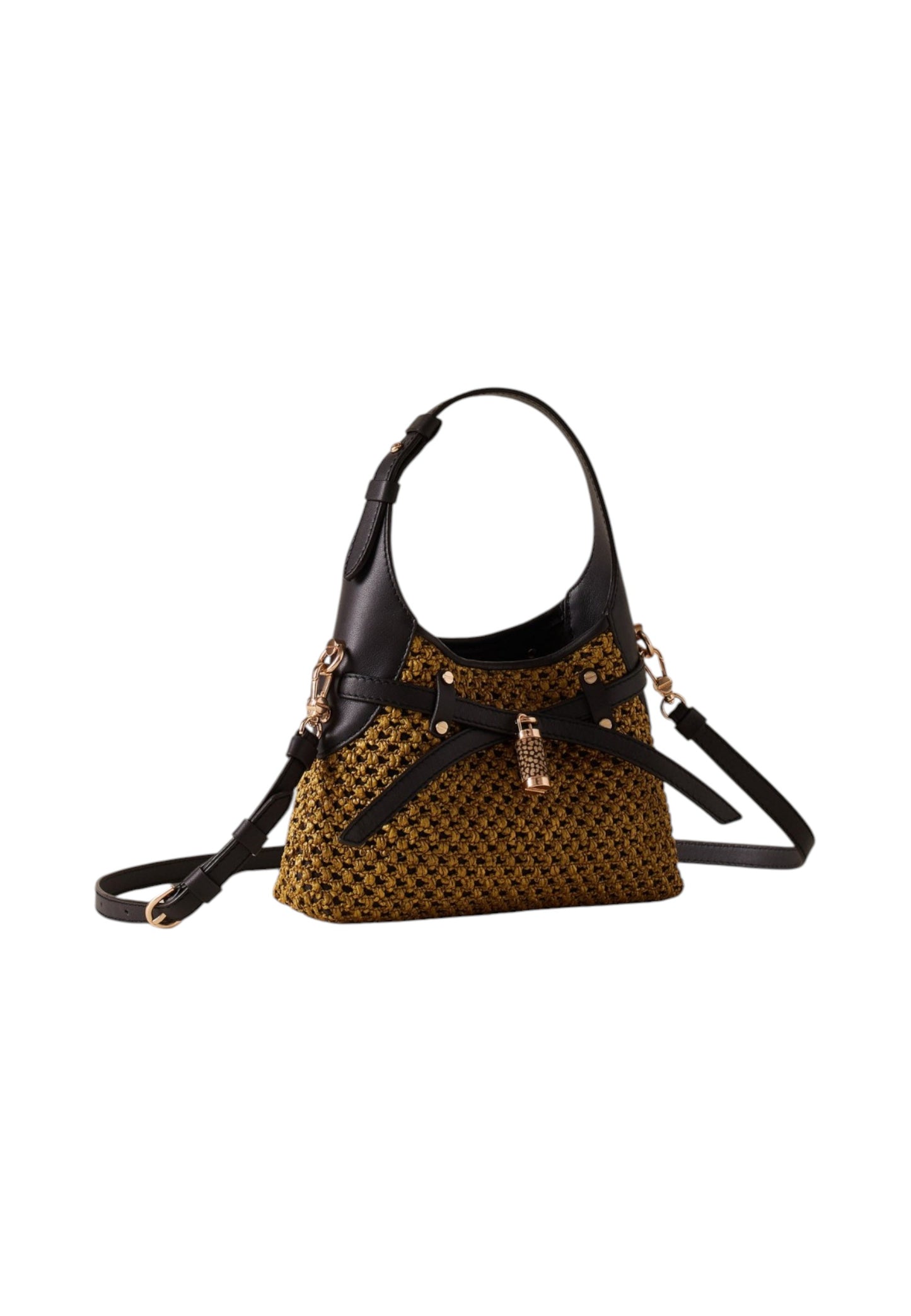Borsa A Spalla Donna Borbonese Hobo Mini In Paglia Traforata Con Tracolla Halo 910103710379