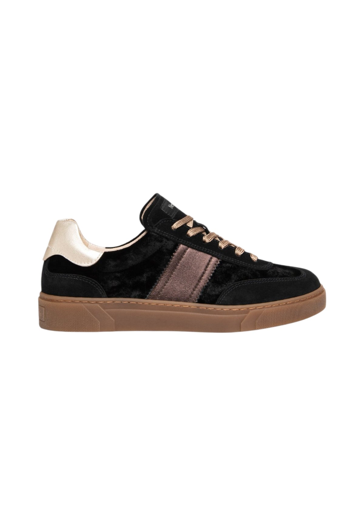 Sneakers Basse Donna Nero Giardini Tomaia in pelle, pelle scamosciata e tessuto, chiusura con lacci, pannelli laterali, suola color gomma, Made in Italy  I617425D
