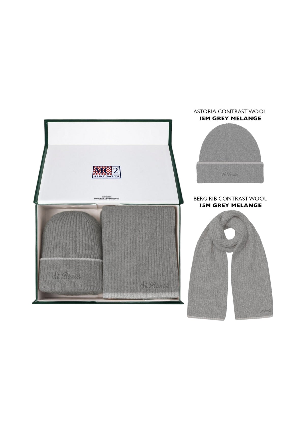 Set Regalo Unisex Mc2 Saint Barth Berretto E Sciarpa Coordinati, Confezione Regalo Kit Contrast Wool BOX0038