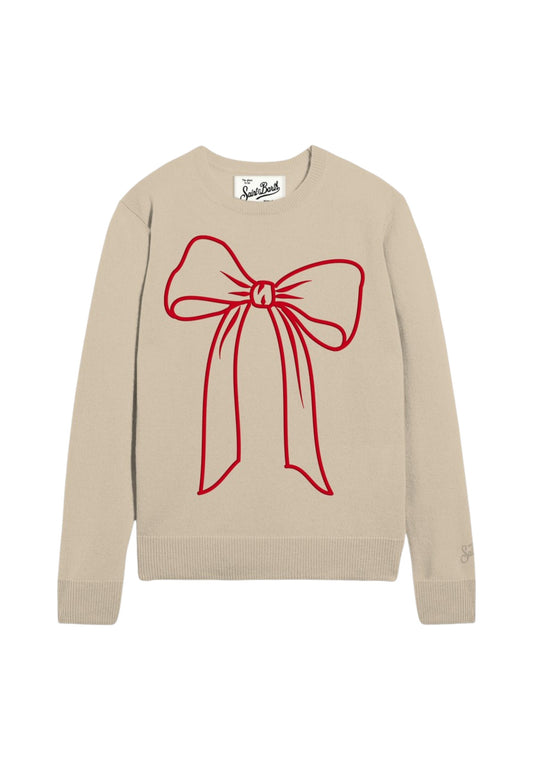 Maglione A Girocollo Donna Mc2 Saint Barth Big Bow Emb New Queen QUE0010