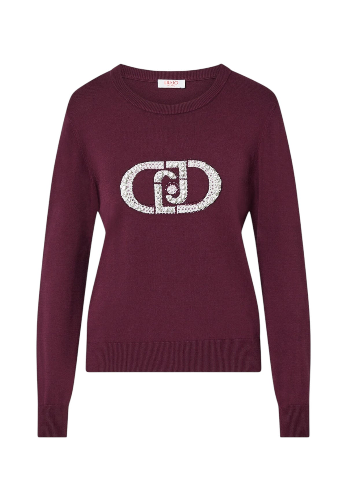 Maglione A Girocollo Donna Liu Jo Con Logo Gioiello LJ In Strass  TF6261MS63L