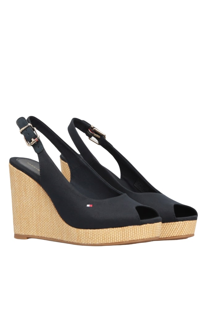 Sandali Con Zeppa Donna Tommy Hilfiger Alta Iconic Elena Sling Back Wedge FW0FW04789