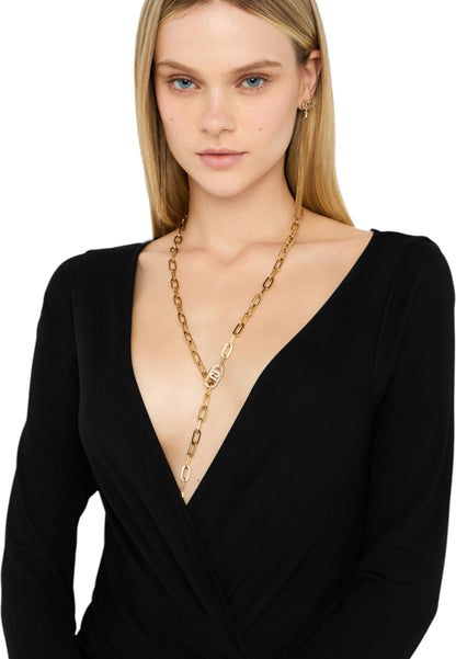 Vestito Midi Donna Liu Jo Drappeggiato Con Dettaglio Gioiello Con Perla  CF5365J4958