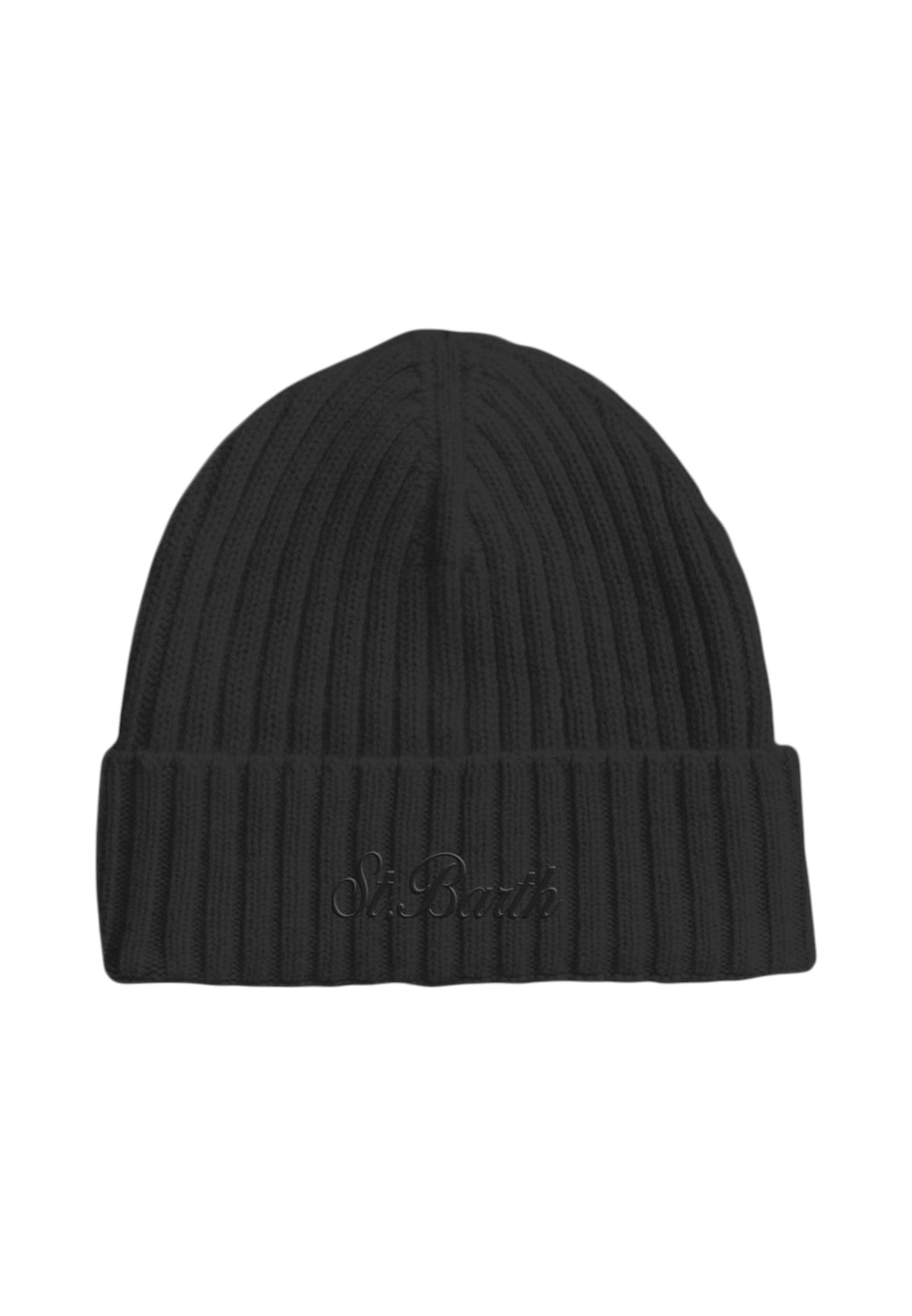 Berretto  Uomo Mc2 Saint Barth Lavorazione A Coste, Risvolto, Logo Ricamato Wengen Wool WENG027