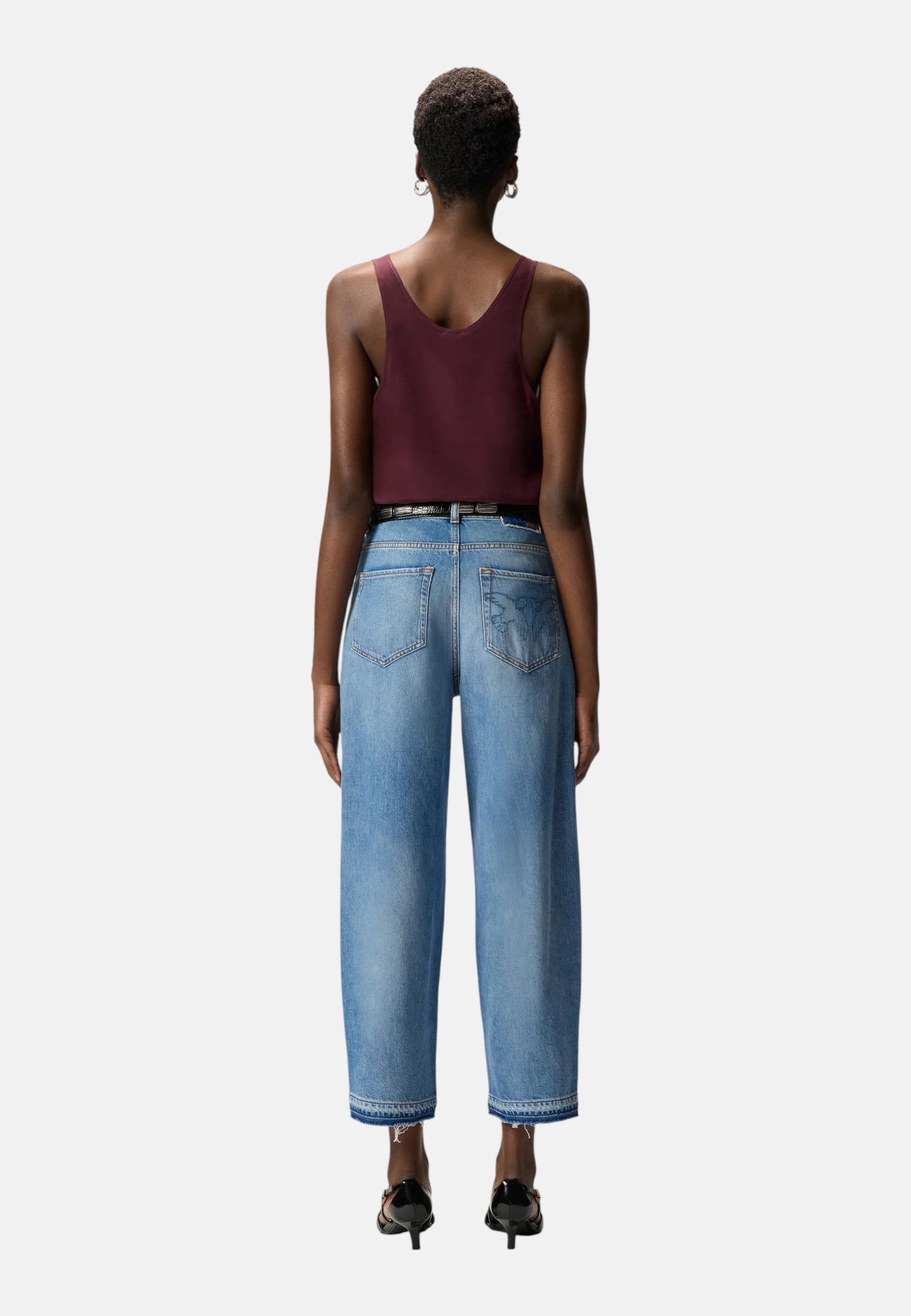 Jeans Wide Leg Donna Pinko Egg Dirty Blue Denim Estelle 103857A341