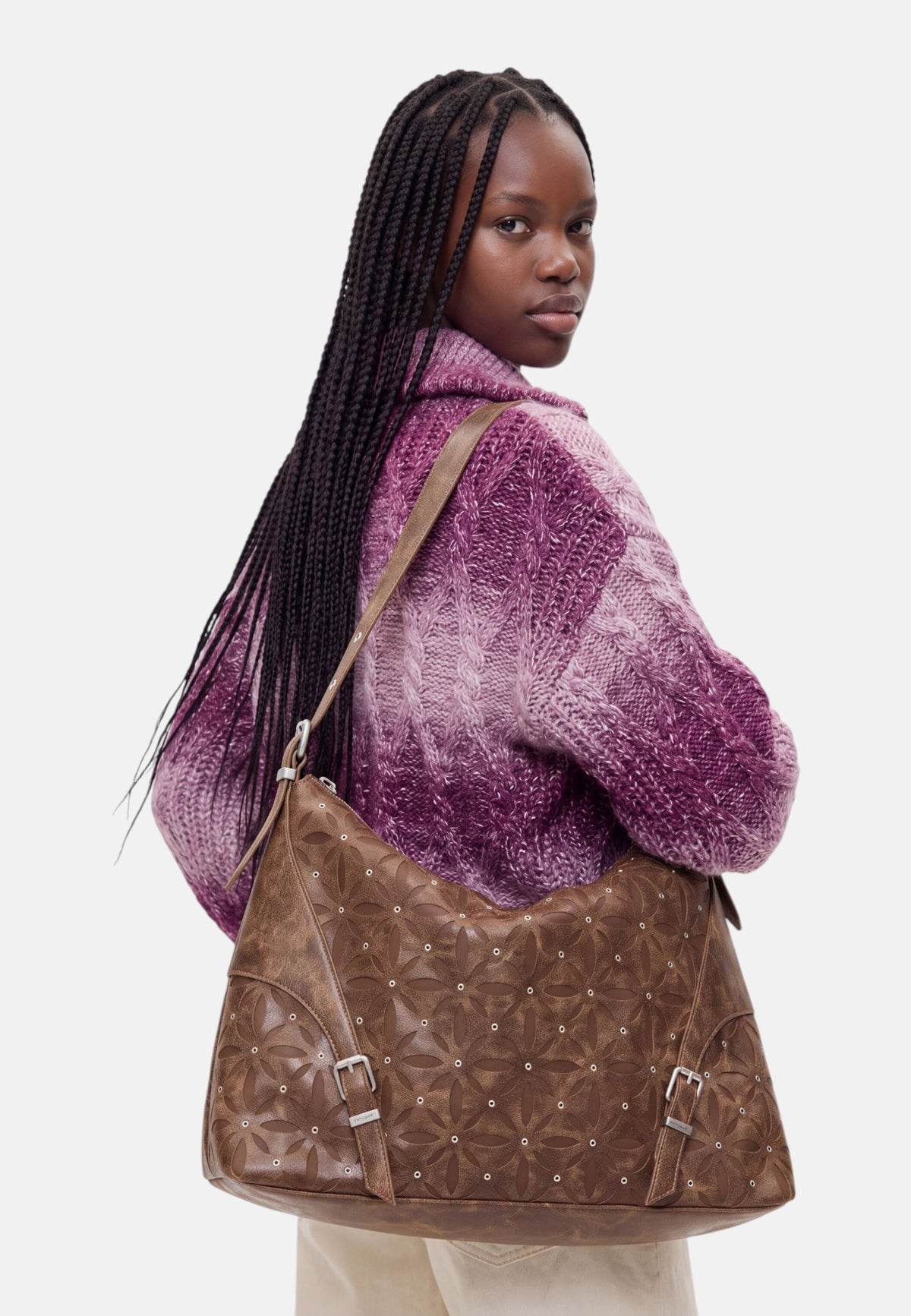 Borsa A Spalla Donna Desigual Grande, Effetto pelle Coriolis Leiria Camel 26WAXPAD