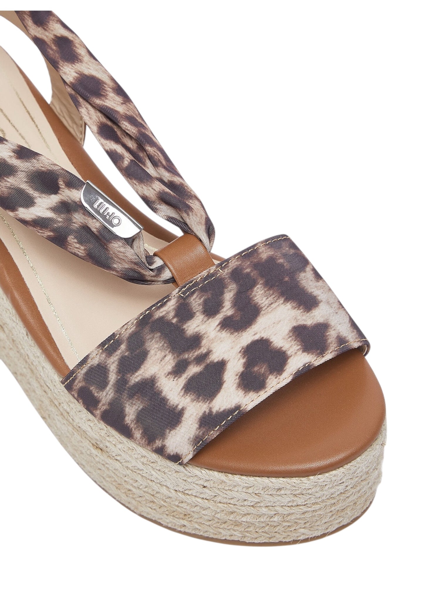 Sandali Con Zeppa Donna Liu Jo In Tessuto Stampato Leopardato E Saddle Bali 03 SA6087TX133