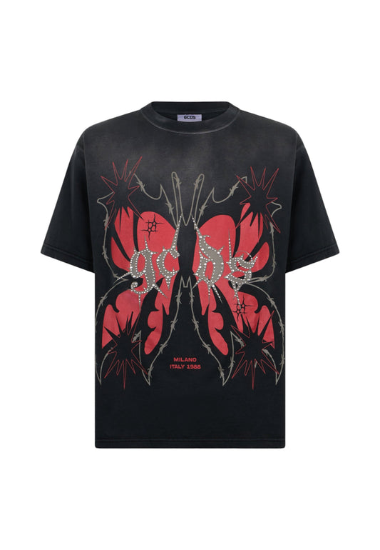 T-Shirt Manica Corta Uomo Gcds Oversize Butterfly