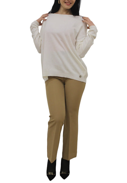 Maglione A Girocollo Donna White Wise Over In Cashmere  WW18036