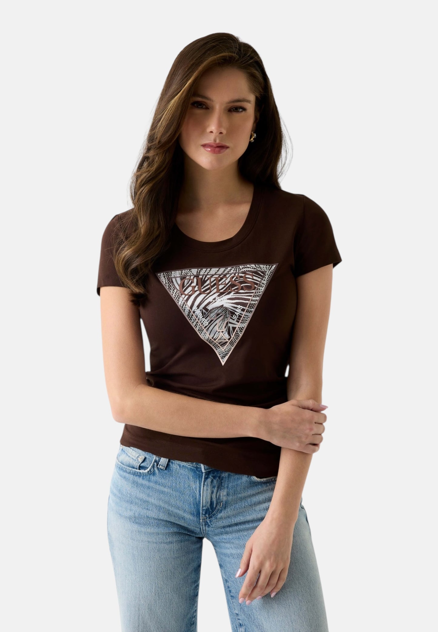 T-Shirt Manica Corta Donna Guess  Zebra Triangle W6GI19K3042