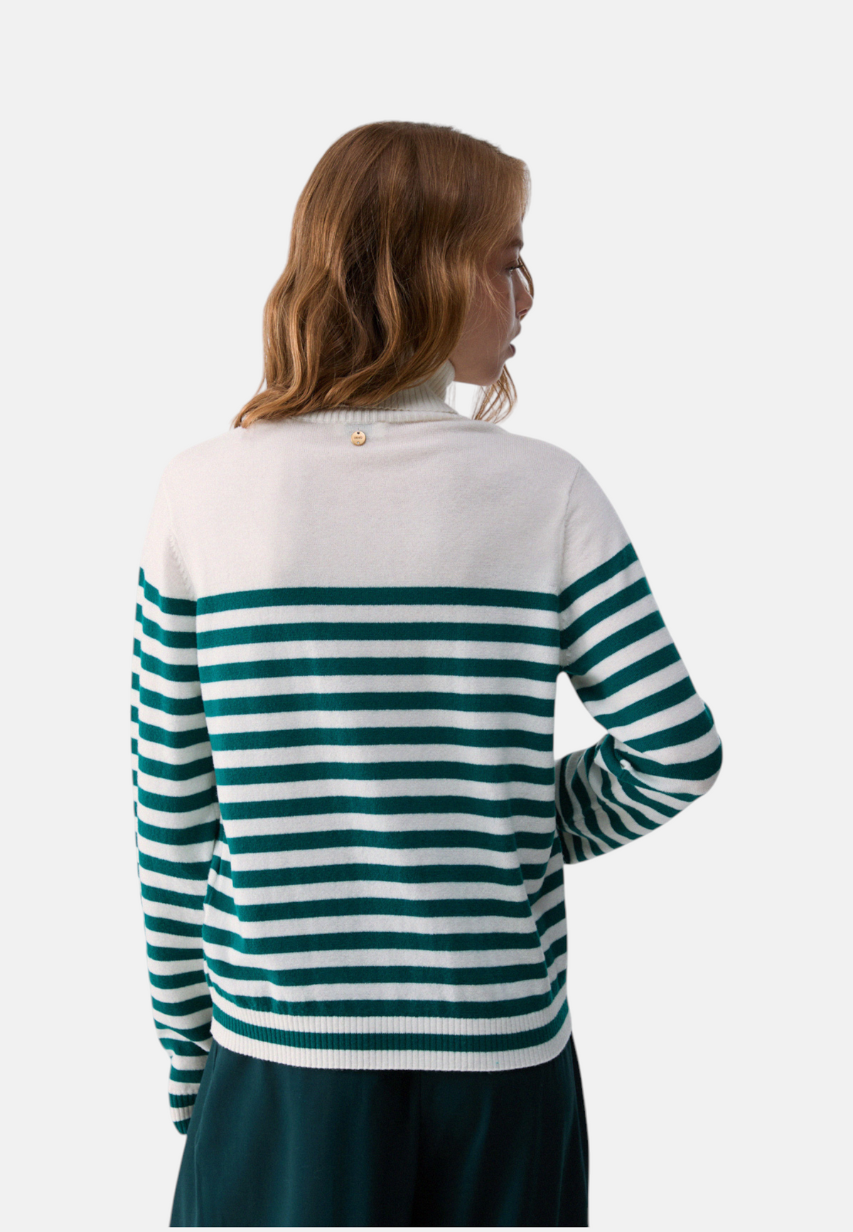 Maglione Collo Alto Donna Liu Jo A Righe Con Ricamo  WF6387MA88R