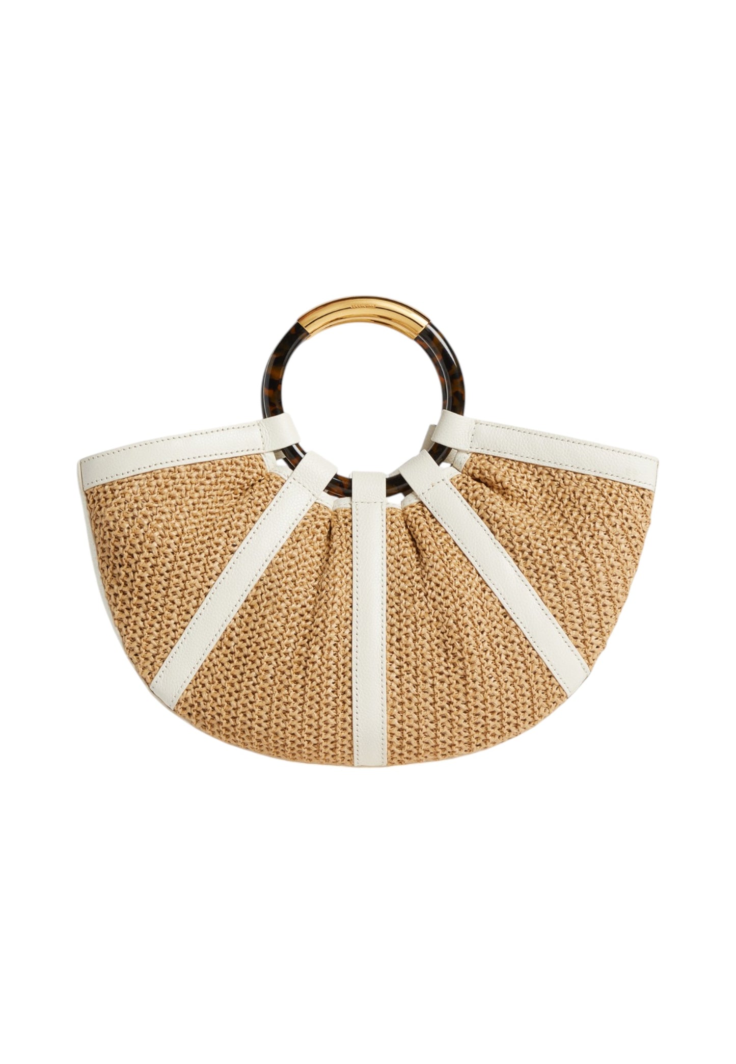Borsa A Mano Donna Coccinelle In Paglia/Pelle Martellata Fine Coccinelle Shell Straw Medium E1U5D180201