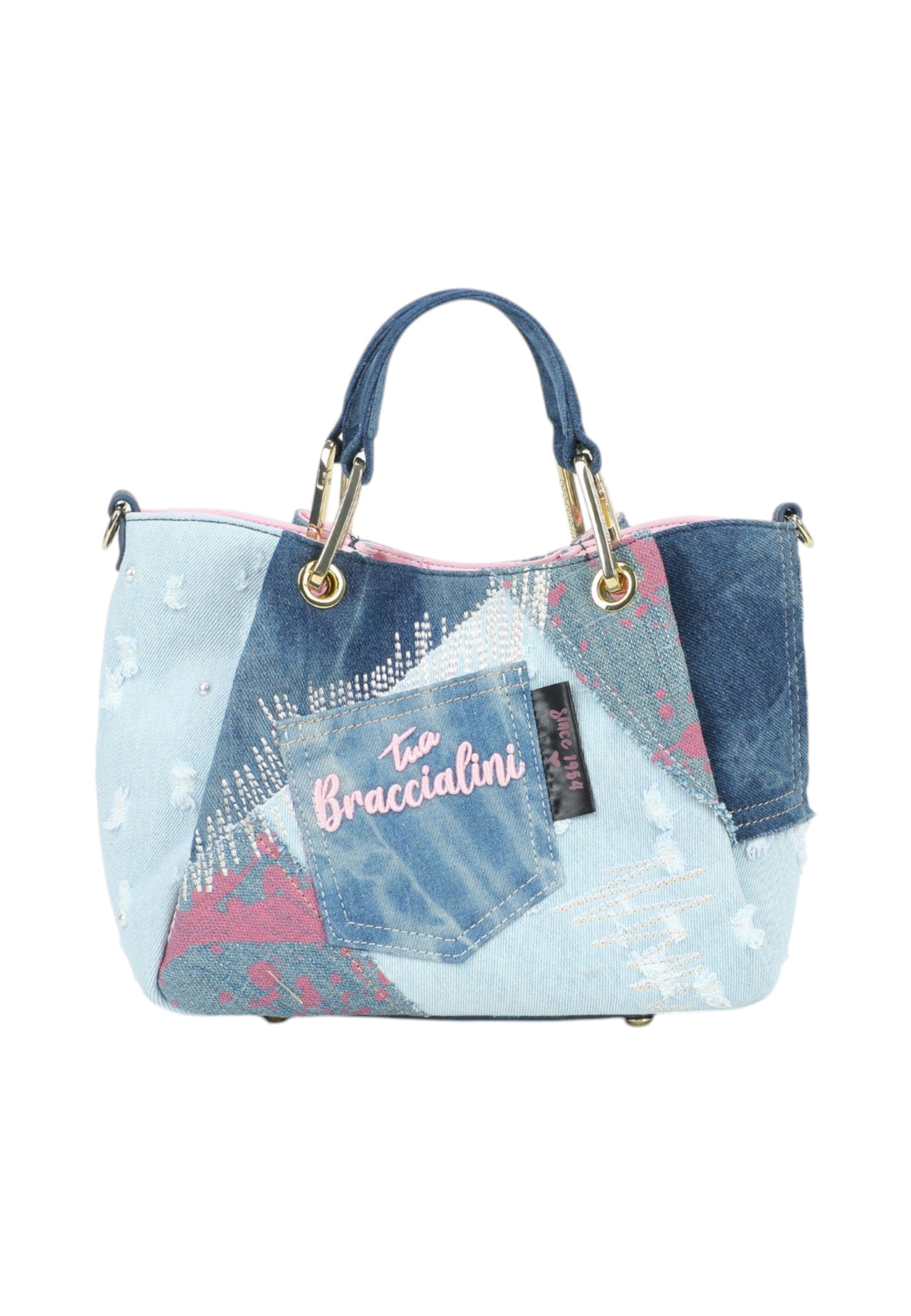 Borsa A Mano Donna Braccialini Small Con Doppio Manico Con Tracolla Amy Jeans B18820TY