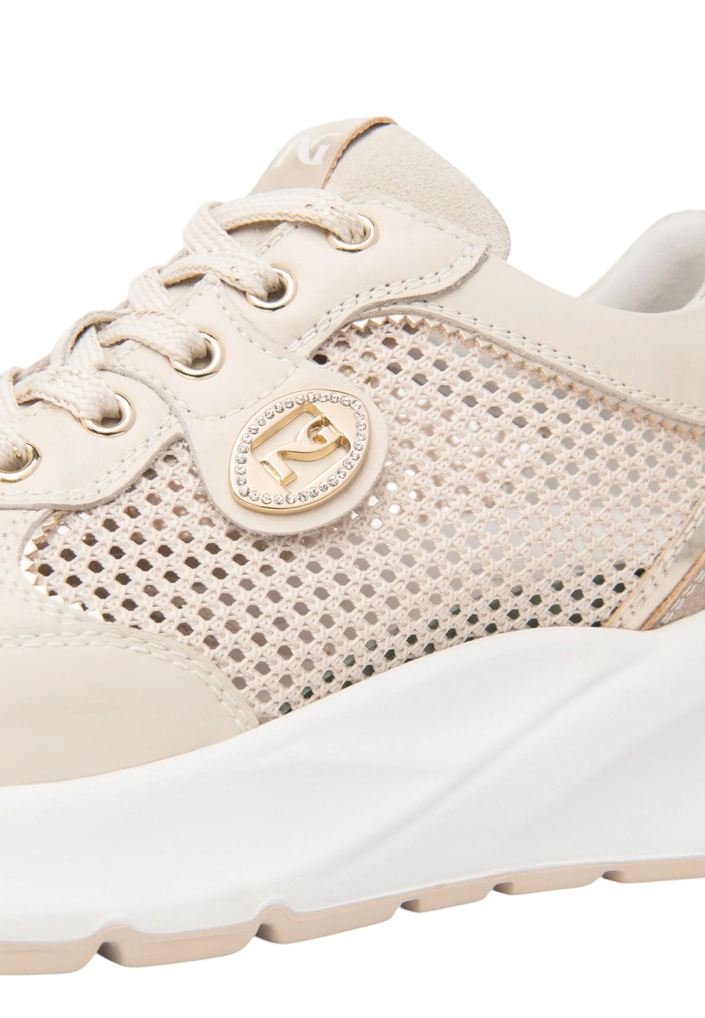 Sneakers Basse Donna Nero Giardini In Pelle Con Inserti Laterali In Tessuto Mesh E Logo Metallico  E615180D