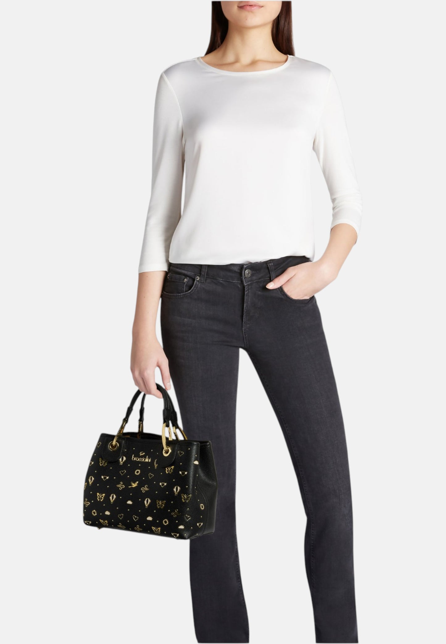 Borsa A Mano Donna Braccialini Medium Con Doppio Manico Con Tracolla Beth Strass B18881YY