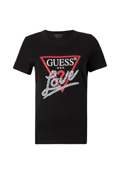 T-Shirt Manica Corta Donna Guess  Pearls Love Triangle W5YI40I3Z14