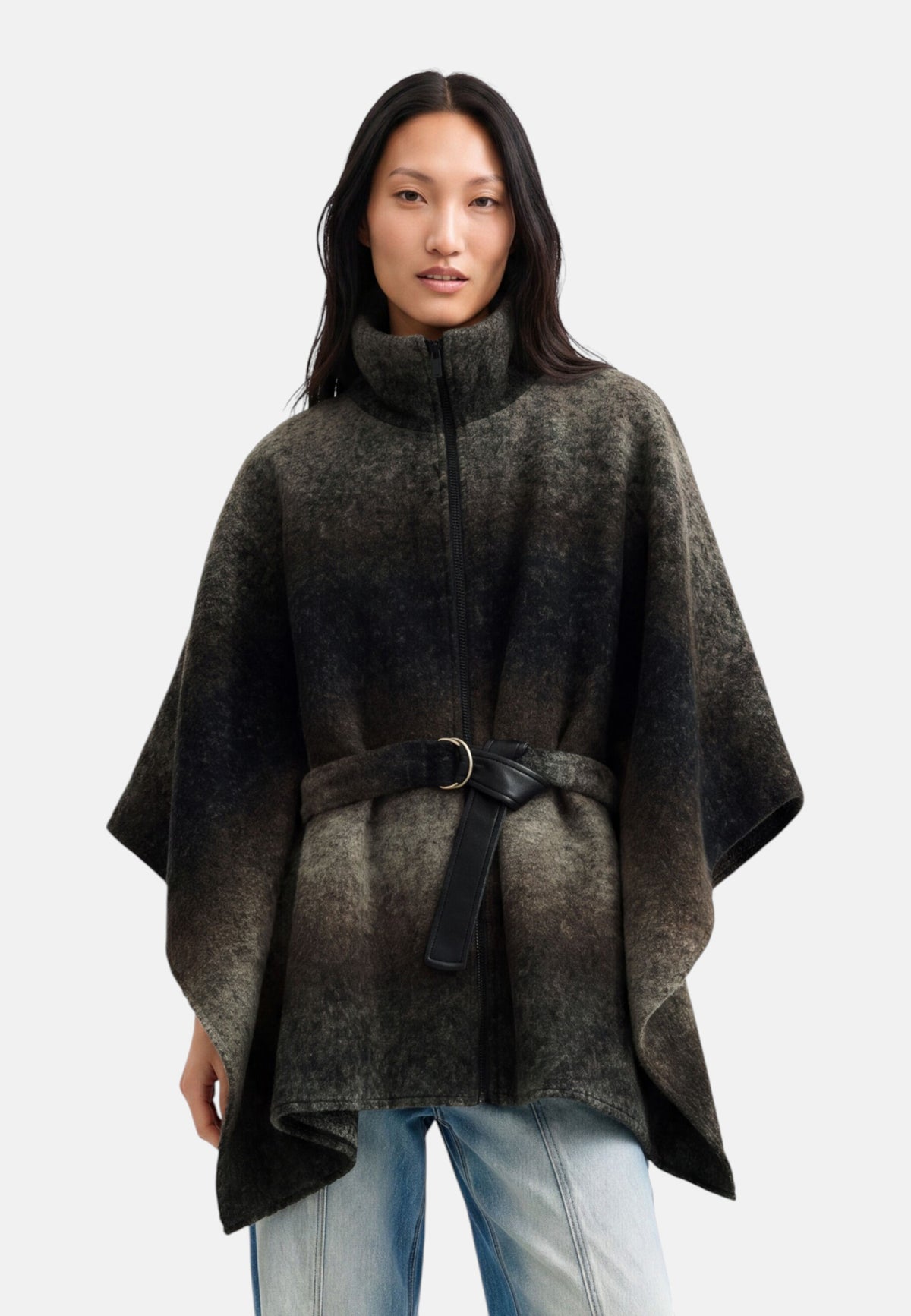 Poncho  Donna Desigual  Poncho Aldama Belt Gray 26WAIA30
