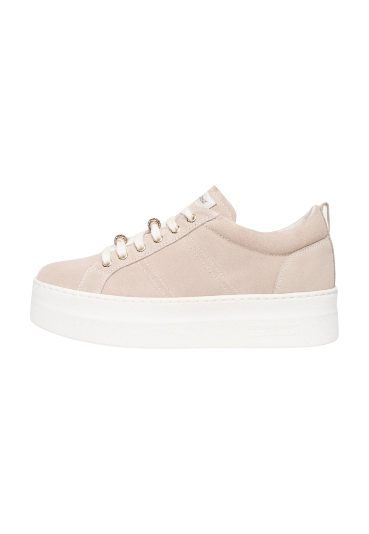 Sneakers Basse Donna Nero Giardini In Pelle Scamosciata Con Dettagli Gioiello Sui Lacci  E615310D