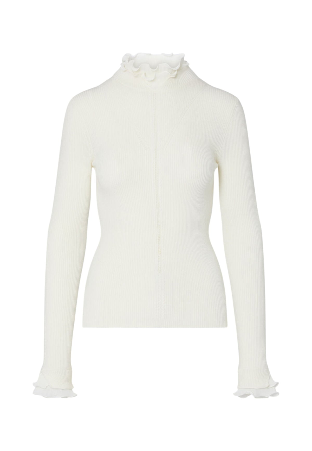 Maglia Collo Alto Donna Liu Jo A Costine Con Volant Sulle Maniche  CF6043MA82O