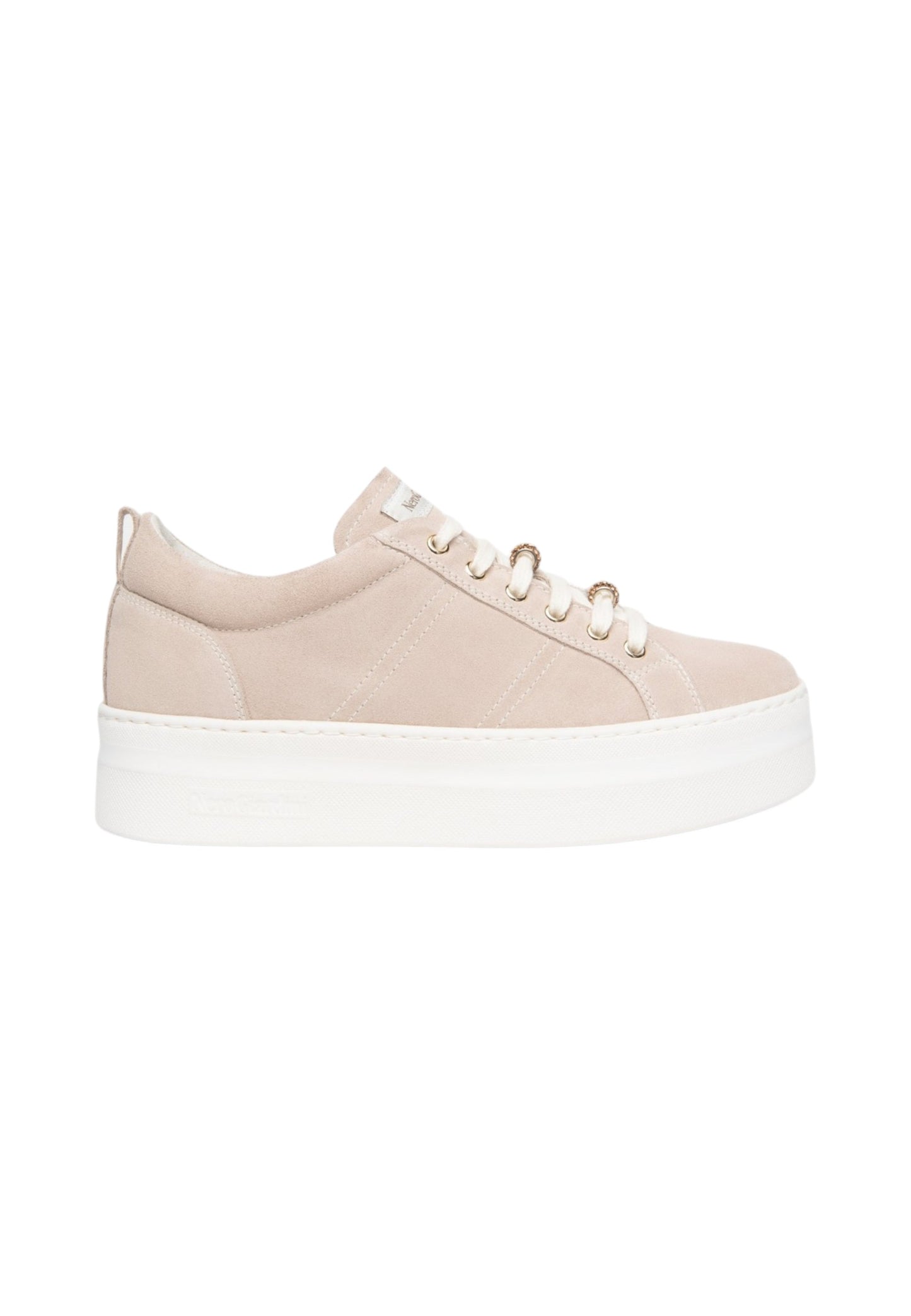 Sneakers Basse Donna Nero Giardini In Pelle Scamosciata Con Dettagli Gioiello Sui Lacci  E615310D