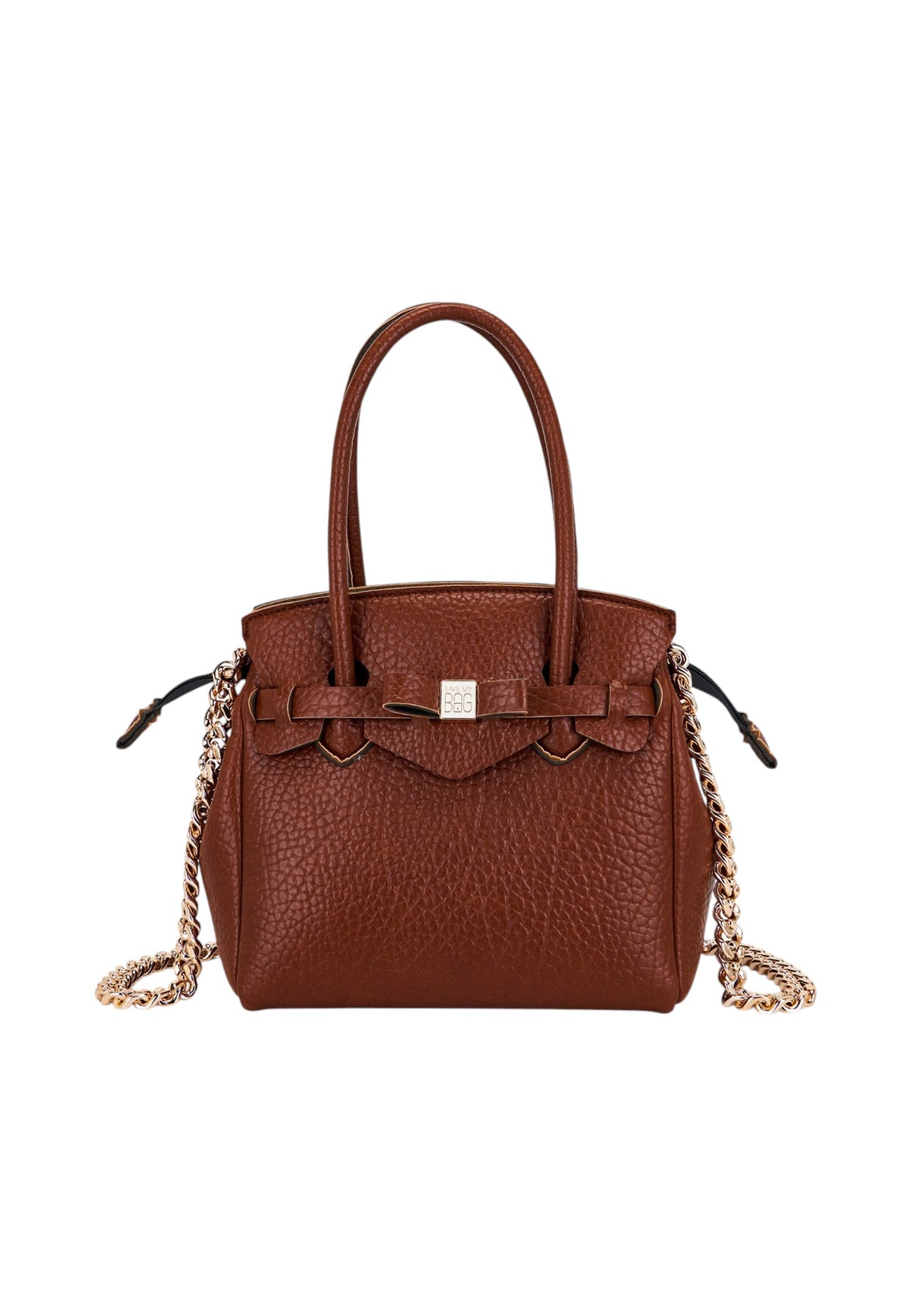 Borsa A Spalla Donna Save My Bag Shopping bag media, Doppi manici, Chiusura con zip, Tracolla a catena, Logo Save My Bag in metallo, Finitura effetto pelle, Dimensioni: 26 x 14.5 x 23 Cm Miss S62-MISS-M-PUB