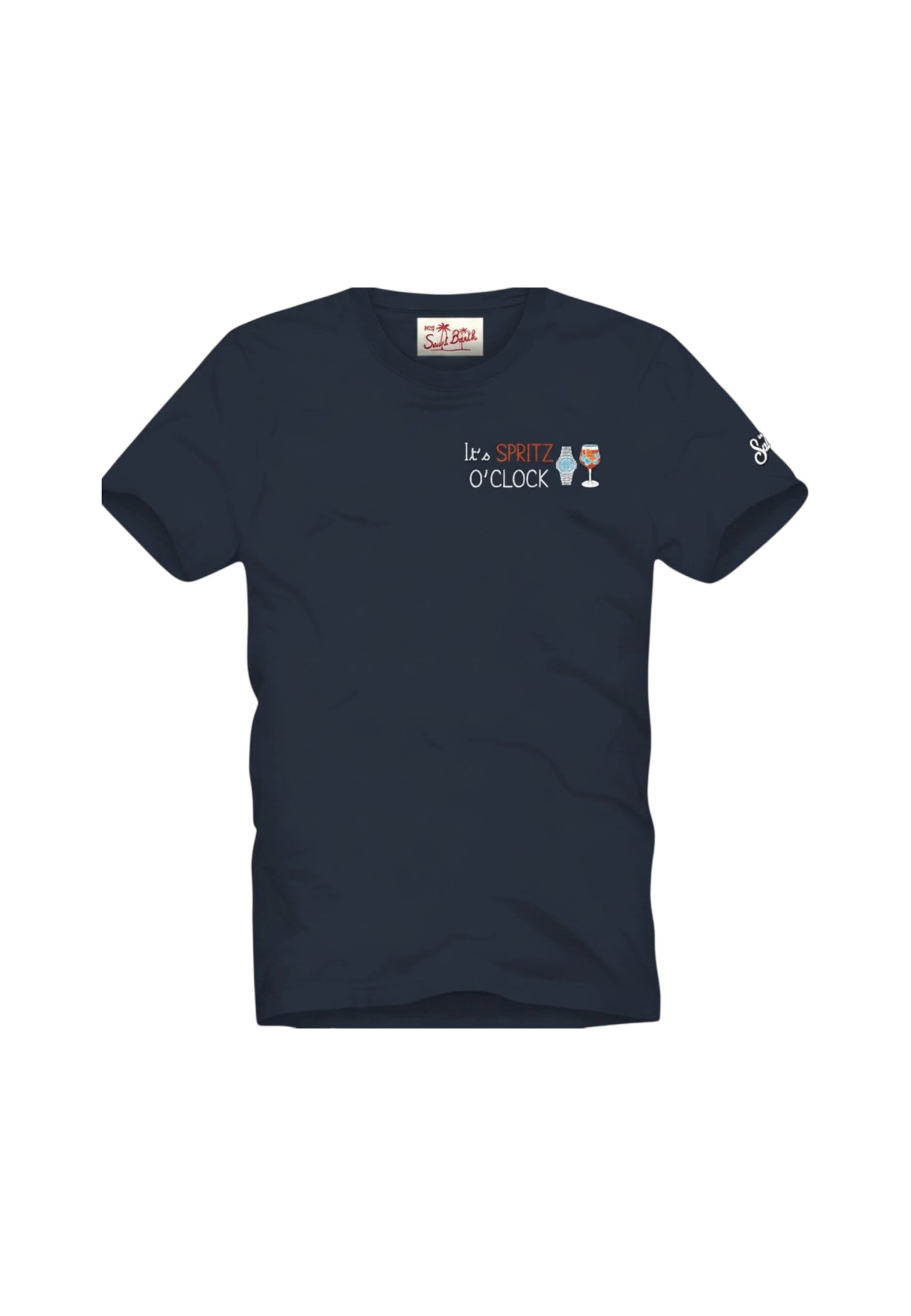 T-Shirt Manica Corta Uomo Mc2 Saint Barth Stampa E/O Ricamo Frontale Spritz Clock Portofino POT0001