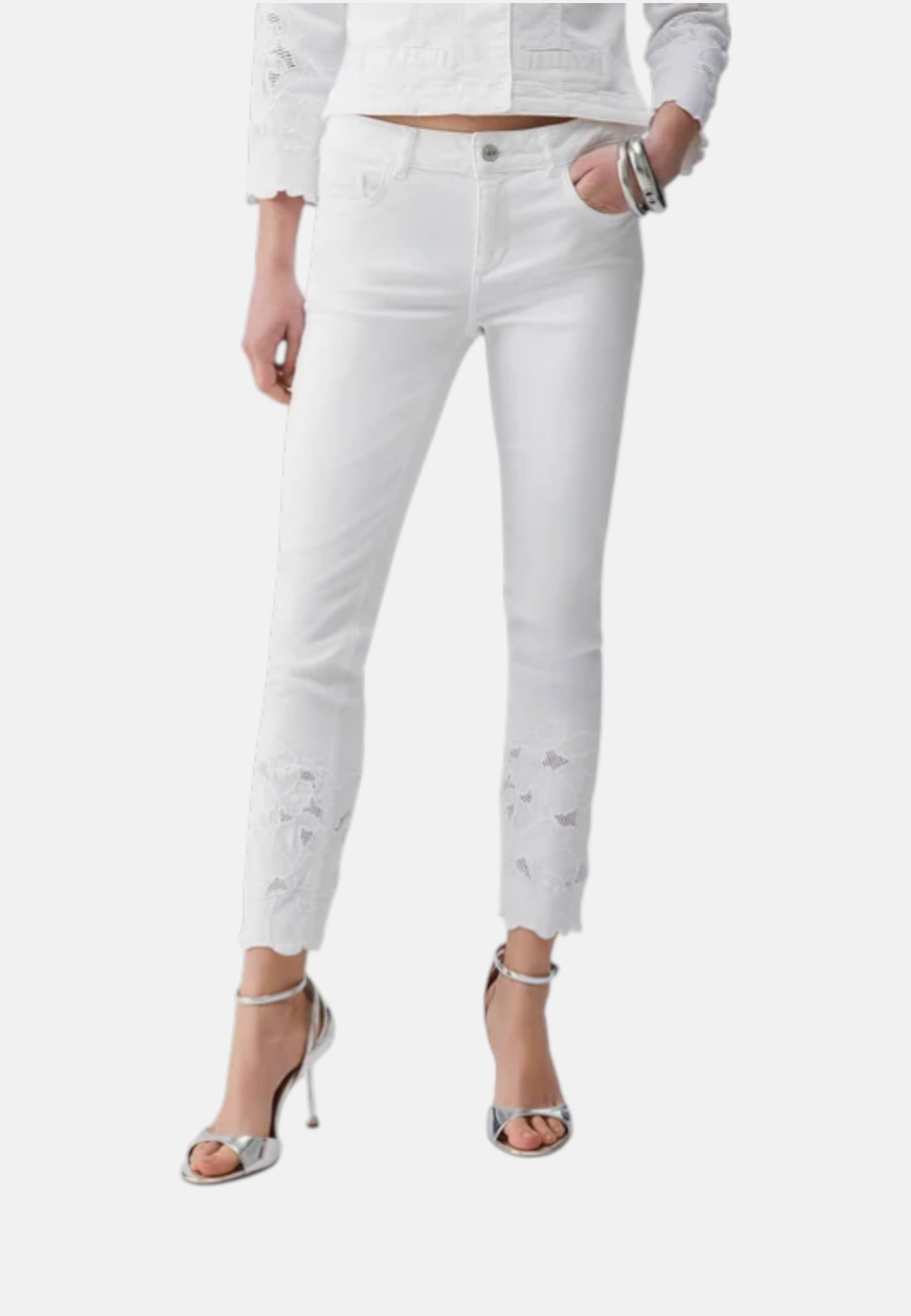 Pantaloni Skinny Fit Donna Liu Jo Con Ricamo Sangallo Vita Regolare Ideal WA6260T367A