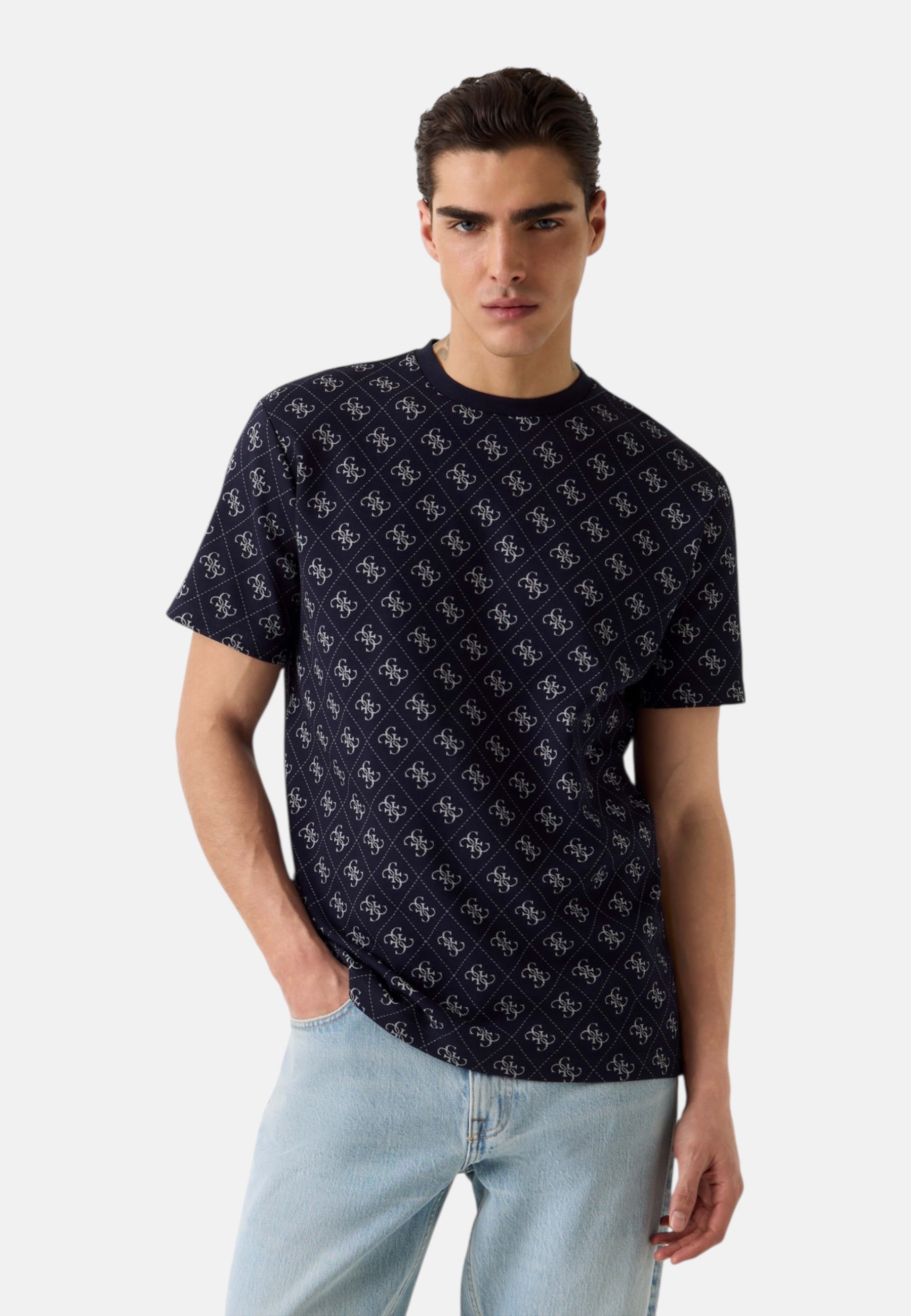 T-Shirt Manica Corta Uomo Guess  Jacquard 4G Knit M6GP34K3200