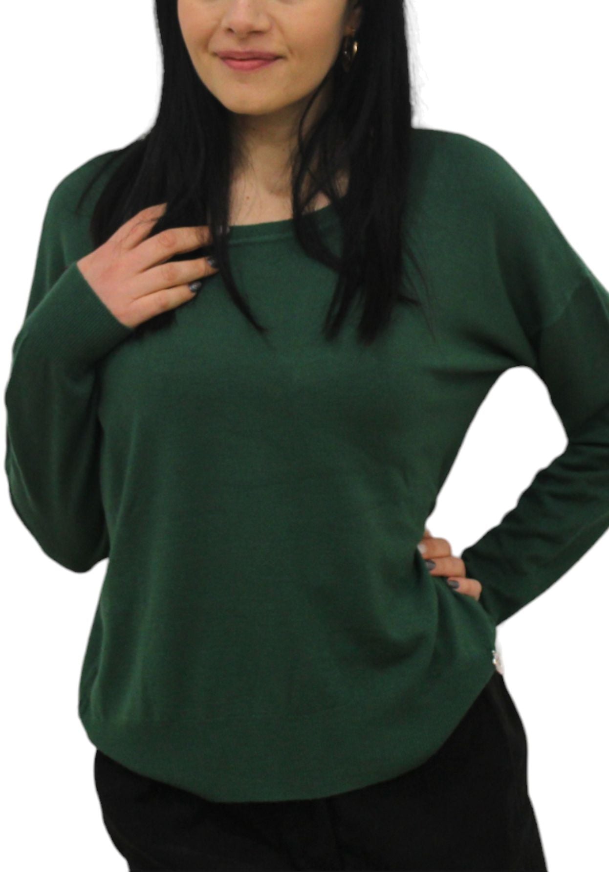 Maglione A Girocollo Donna White Wise Con Spalla Scesa  WW18000