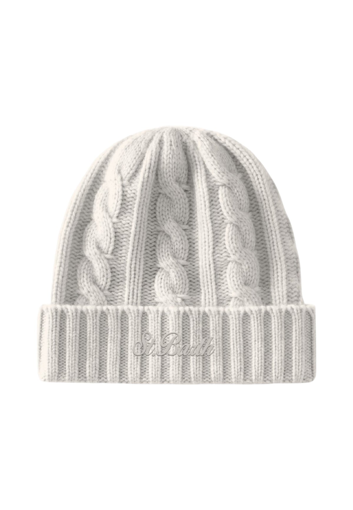 Berretto  Donna Mc2 Saint Barth Lavorazione A Coste, Risvolto, Logo Ricamato, Trecce In Rilievo Moss Braid Wool MOS0006