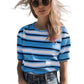 T-Shirt Manica Corta Donna Mc2 Saint Barth Stripes D Embroidery Crop Malia MALA001