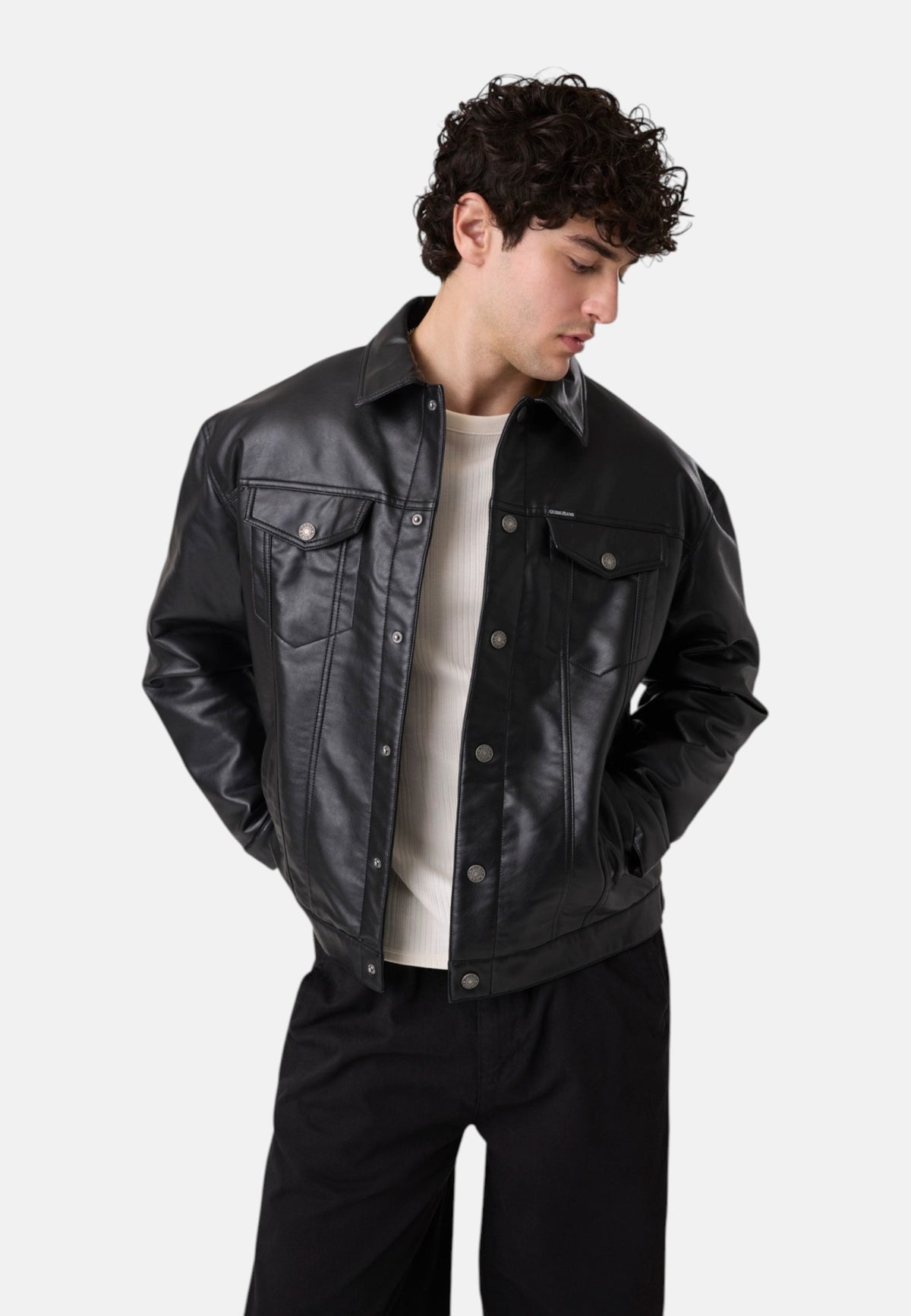 Giacca In Pelle Sintetica Uomo Guess Stile trucker Gj M6YL45W3368