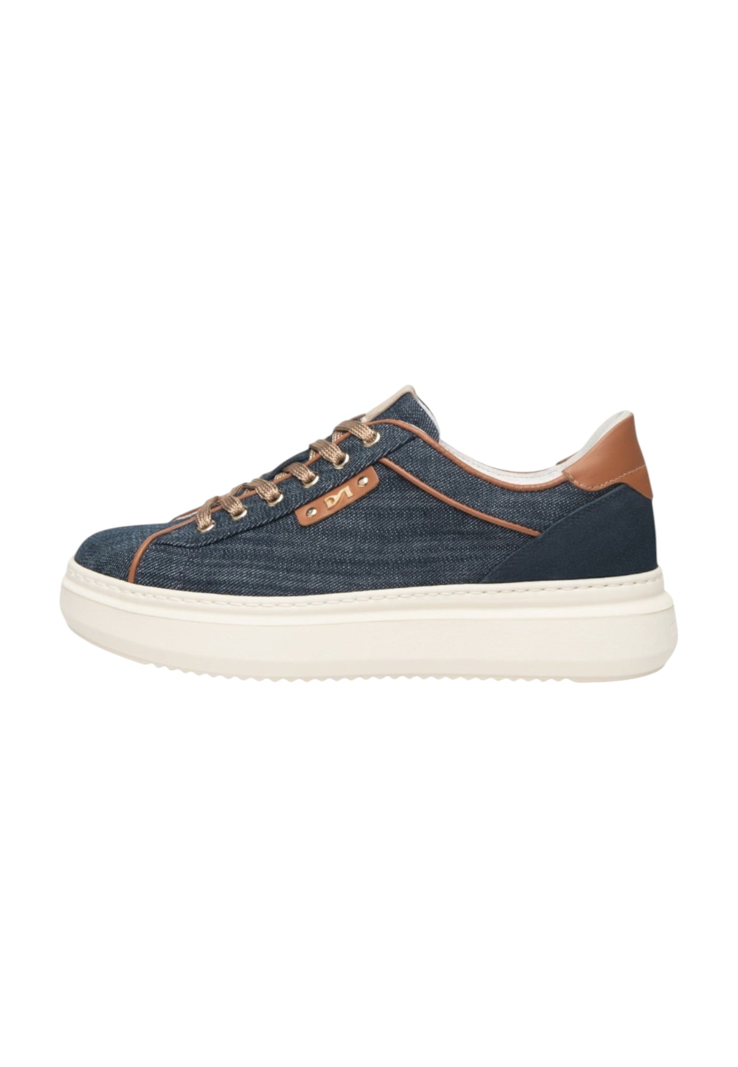 Sneakers Basse Donna Nero Giardini In Denim Con Inserti In Pelle E Logo Metallico  E615280D
