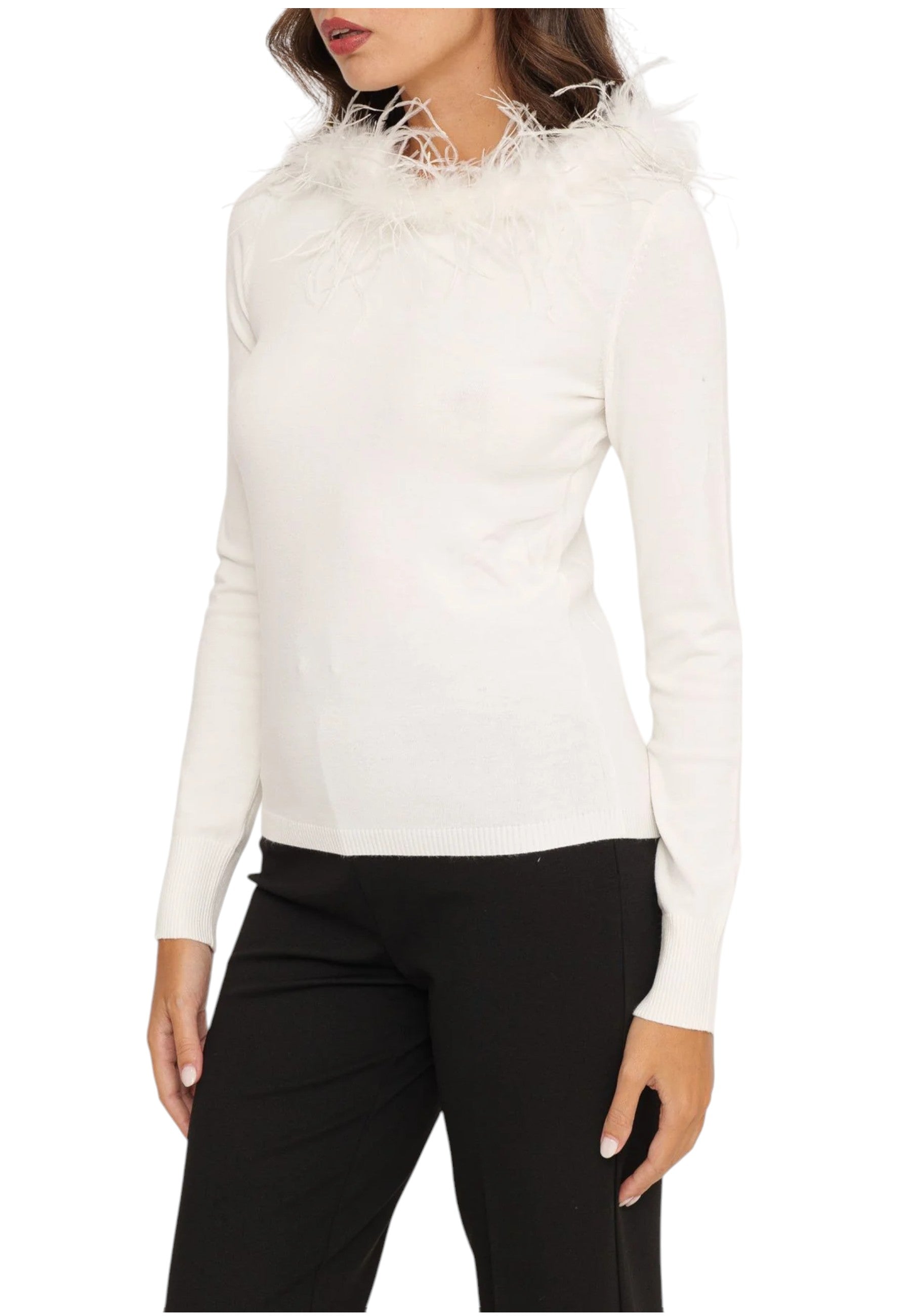 Maglione A Girocollo Donna Twinset Con Dettagli In Piuma  242TP3900