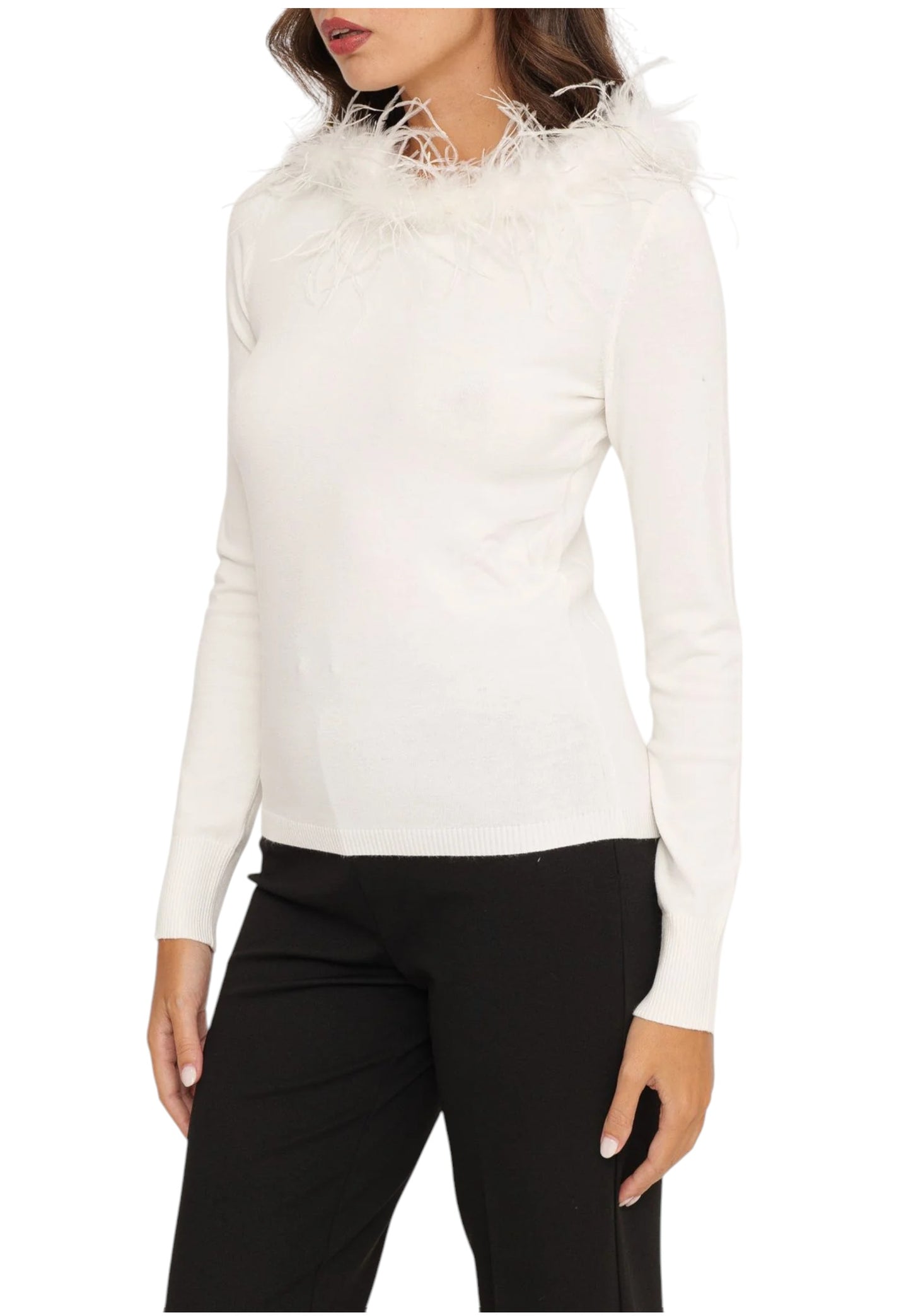 Maglione A Girocollo Donna Twinset Con Dettagli In Piuma  242TP3900