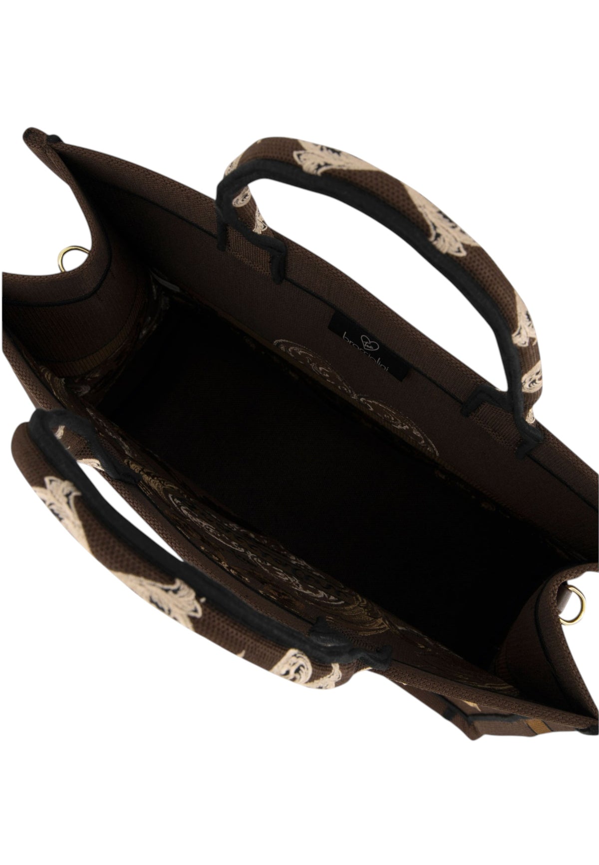 Borsa A Mano Donna Braccialini Tote, Doppio con tracolla removibile e regolabile, Con pochette interna removibile, Stampa ramage con motivo ornamentale, Dimensioni: 41.5 x 18 x 34 Cm Queen B19280TY
