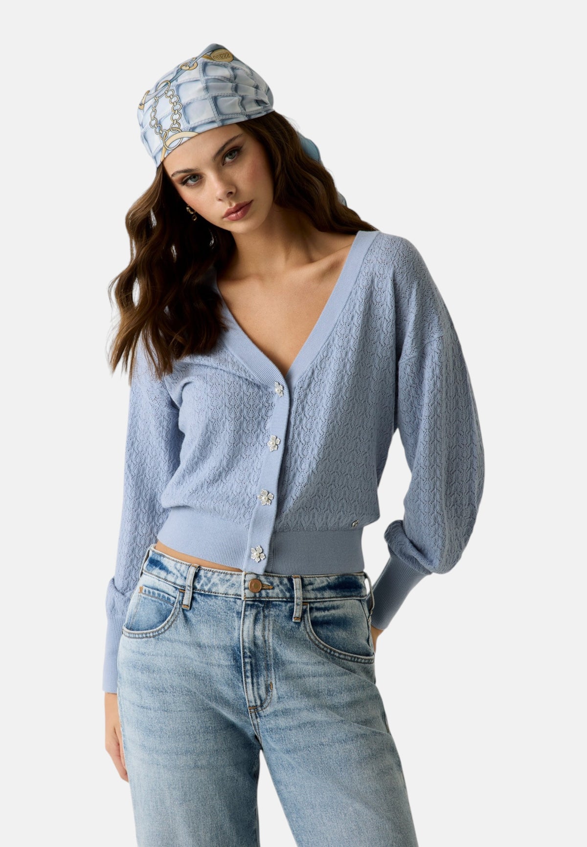 Cardigan  Donna Guess Manica lunga, Scollo a V Ls Vn Nina Cardi Stwr W6YR14Z0955