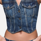Gilet  Donna Liu Jo Mini In Denim Vintage  UF6502D0398