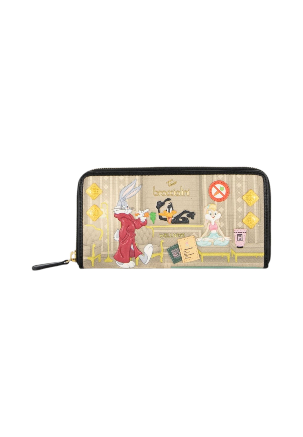 Portafoglio Con Zip Donna Braccialini Lungo, Chiusura con zip, Stampa illustrata Looney Tunes, Dimensioni: 19.5 x 2.5 x 10 Cm Allround LT LT296LT