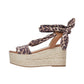 Sandali Con Zeppa Donna Liu Jo In Tessuto Stampato Leopardato E Saddle Bali 03 SA6087TX133