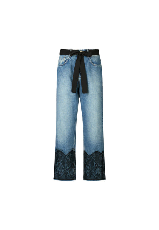 Jeans Straight Fit Donna Liu Jo Vita Regular Dettagli In Pizzo Belt UF5212D0280