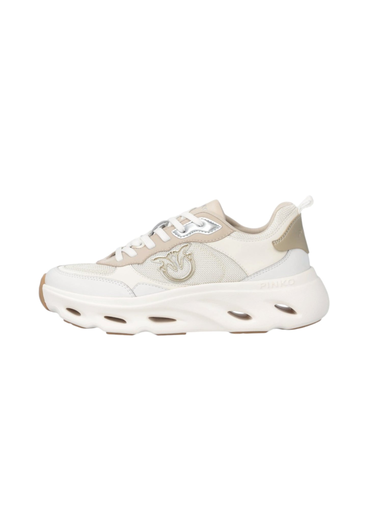 Sneakers Basse Donna Pinko In Pelle Di Vitello/Mesh Con Logo Love Birds Pink 09 SS0167P132