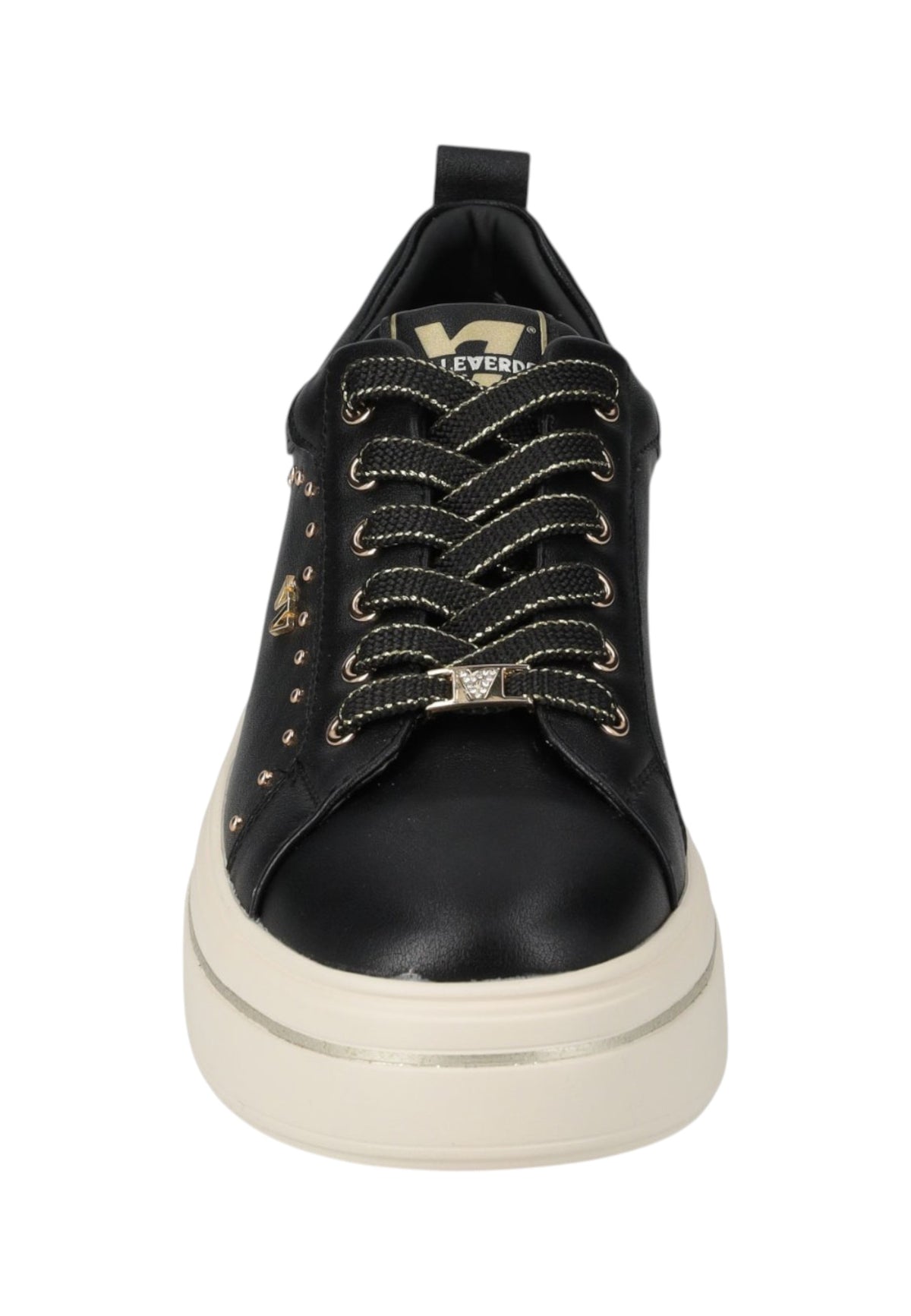 Sneakers Basse Donna Valleverde chiusura con lacci, piccoli rivetti laterali, inserto a contrasto sul tallone, suola spessa, sottopiede in pelle  V35450